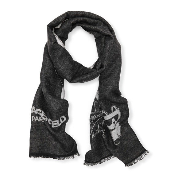 SCARF CHOUPETTE AND KRYSTAL EIFFEL MUFFLER SCARF Unisex black/grey embellished - Picture 11 of 13